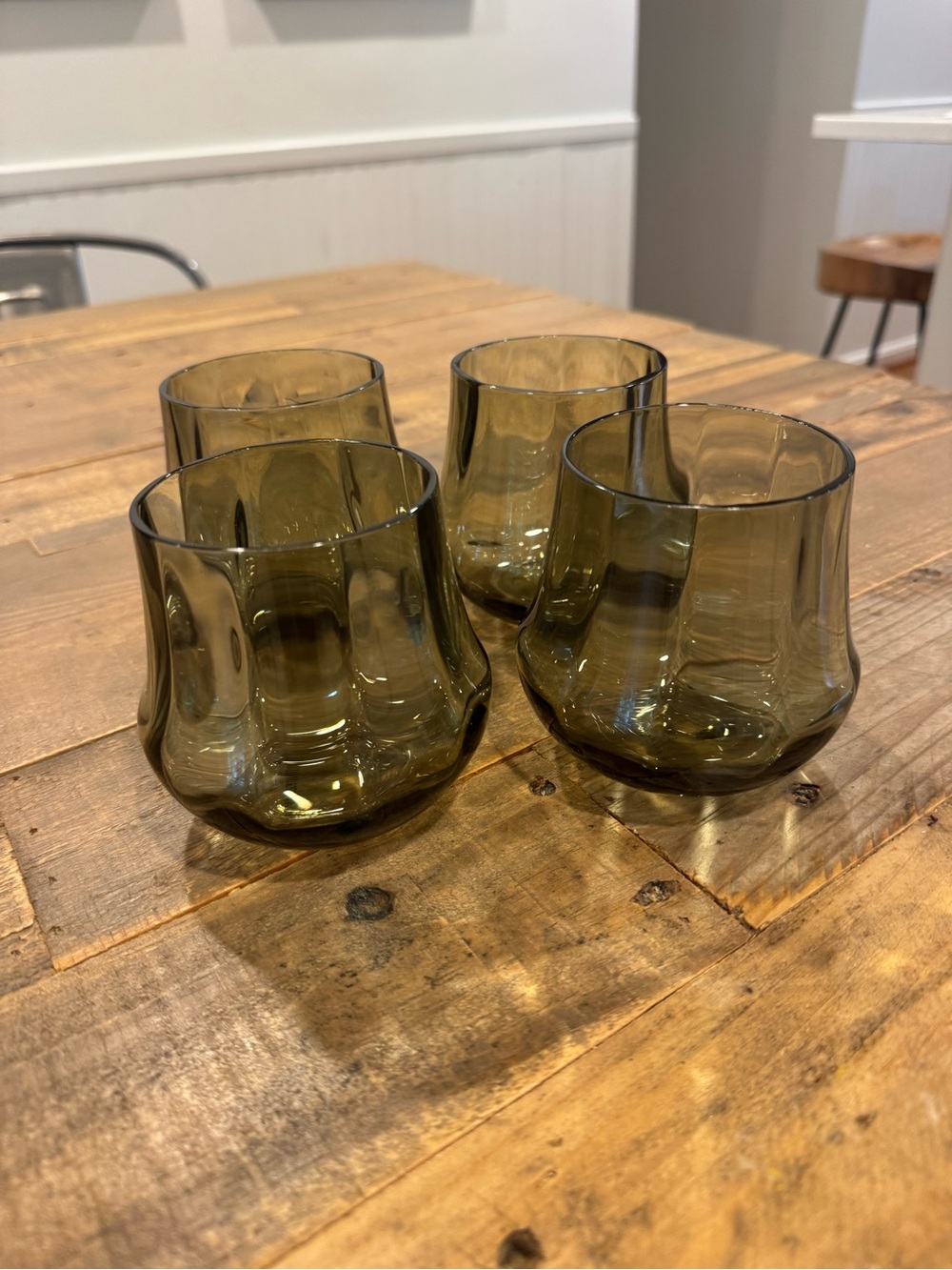 Anthropologie Cybelle Stemless Wineglasses Olive 4 - Picture 5 of 6